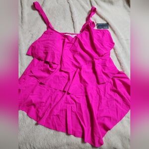 Pink Tankini And Shorts Swim Suit 18W